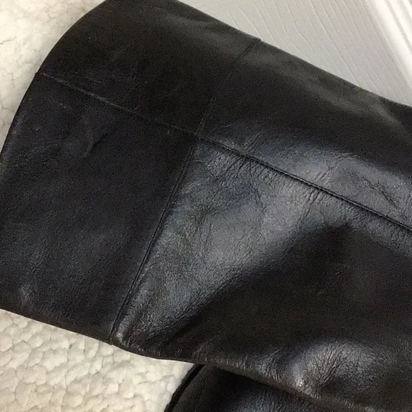 9 WEST BLK LEATHER LOW HEEL BOOTS 9M - Picture 8 of 12